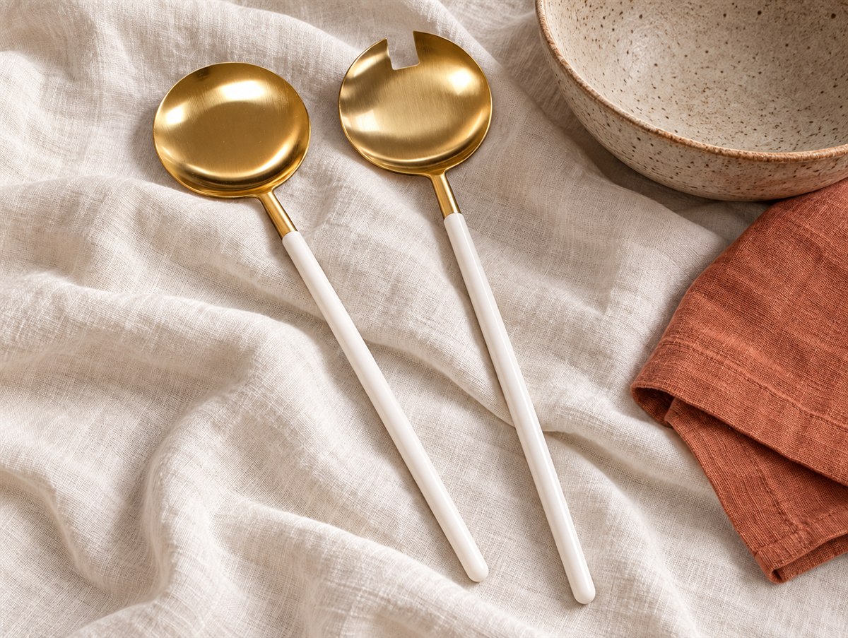 Gold and ivory serving set