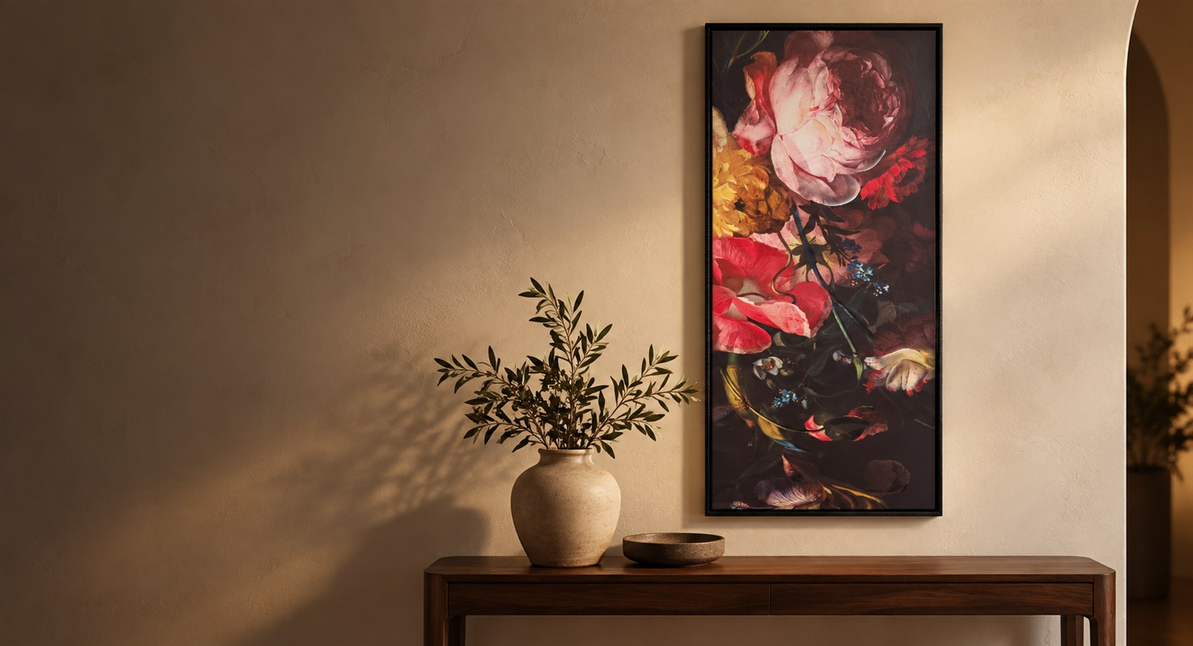 Bouquet Arrangement artwork displayed in a warm home interior