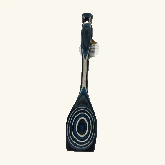 Complete blue black and cream Abyss scraping spoon with straight lower edge and original tag