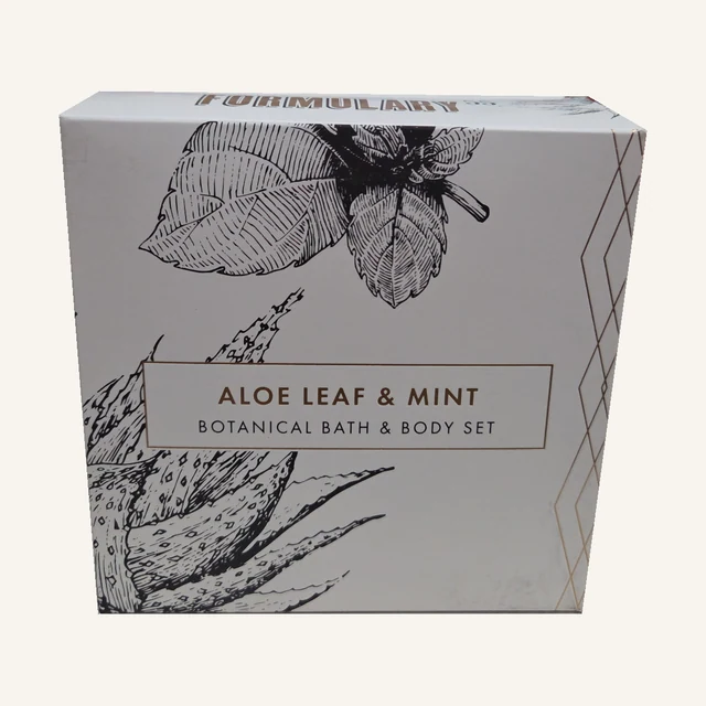 Aloe Leaf & Mint Bath & Body Gift Set — Formulary 55 in its original retail packaging
