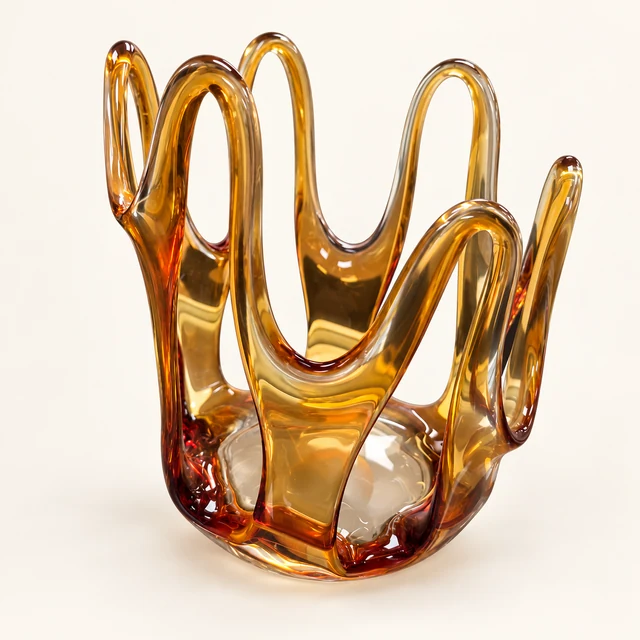 Amber Glass Crown Vase