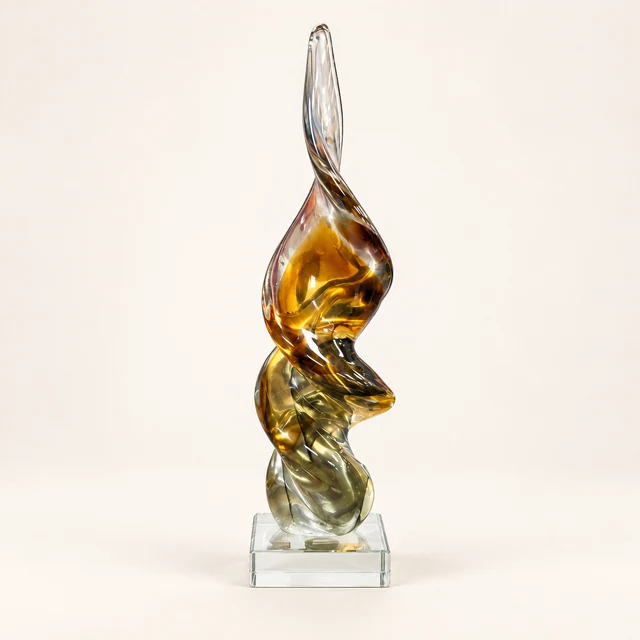 Amber & Smoke Glass Sculpture