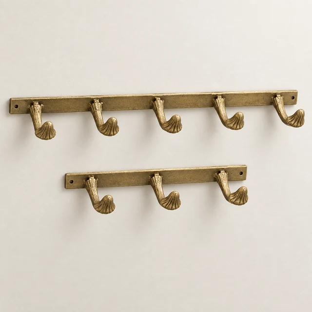 Antique-Gold Hook Rails — Set of Two