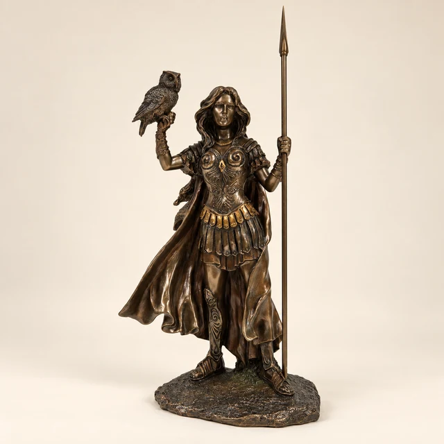 Athena with Owl Sculpture
