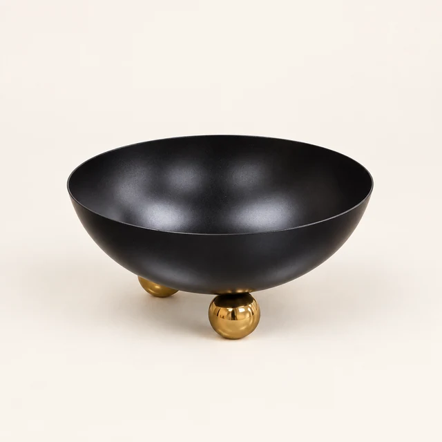 Black Condiment Bowl with Gold Feet
