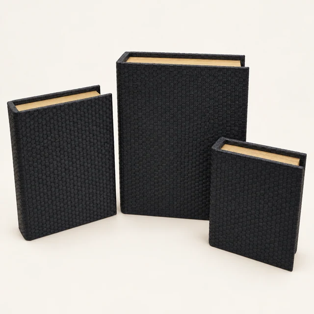 Black Decorative Book Boxes — Set of Three