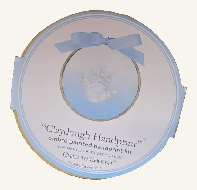 The actual blue Ombré Claydough Handprint Kit retail package with its original printed design and side tabs.