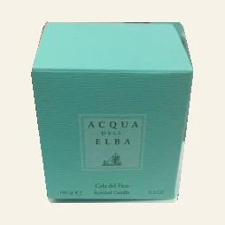 Cala del Fico Scented Candle, 180 g by Acqua dell’Elba in its turquoise retail carton