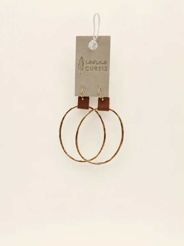 Claire Leather and Oval Hoop Earrings