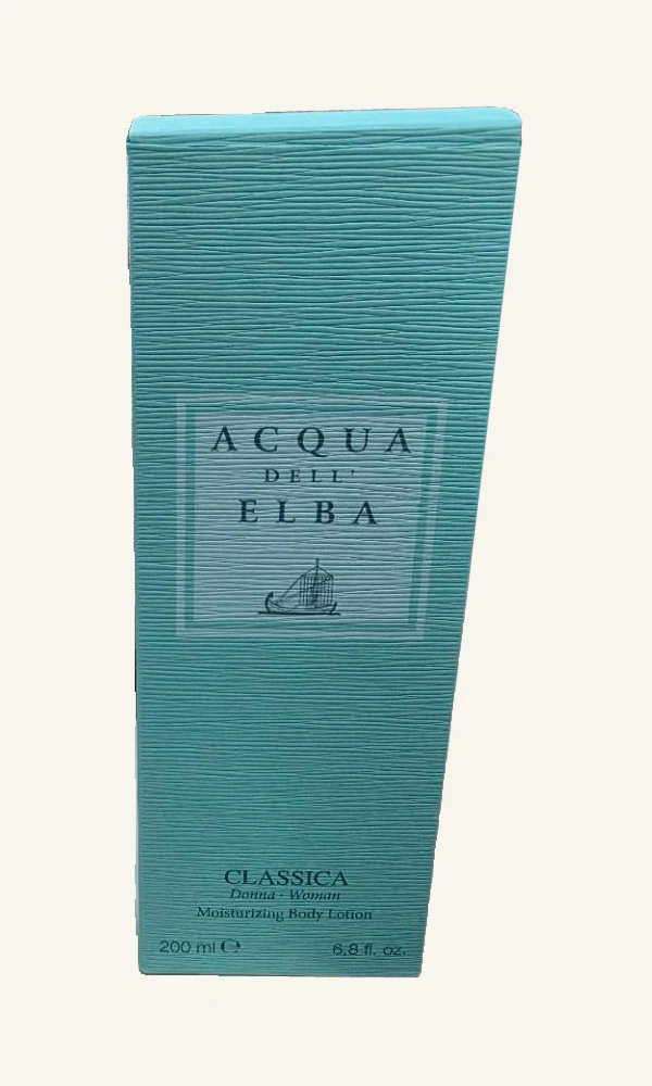 Complete actual Acqua dell’Elba Classica Donna moisturizing body lotion retail package, 200 ml