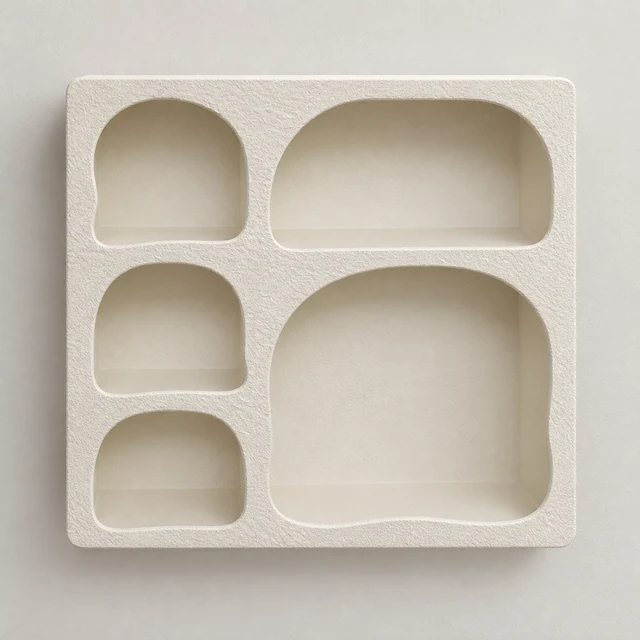 Cream Five-Cubby Wall Shelf