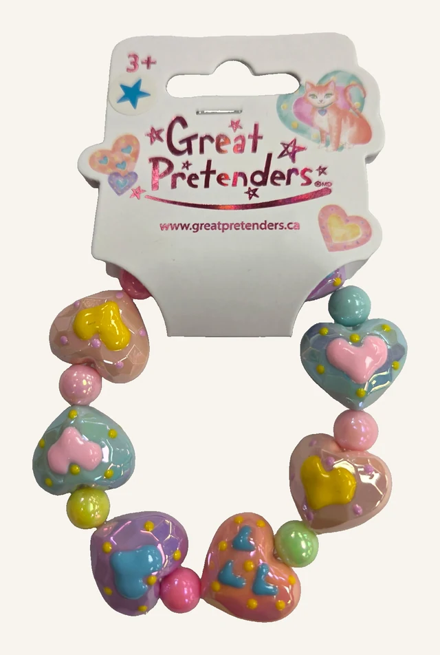 Actual example Decorated Love bracelet with colorful decorated heart beads and round accent beads