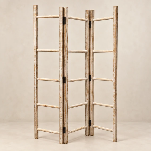 Distressed Wood Ladder Screen