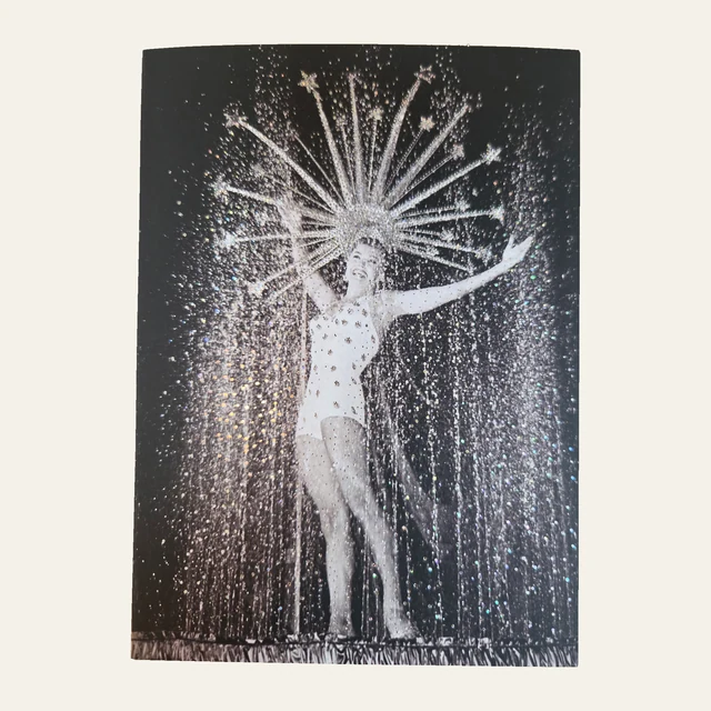 Avanti Esther Williams birthday card with a black-and-white figure and sparkling artwork