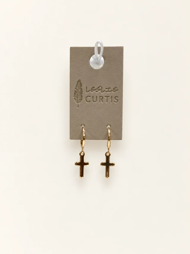 Grace Cross Huggie Earrings
