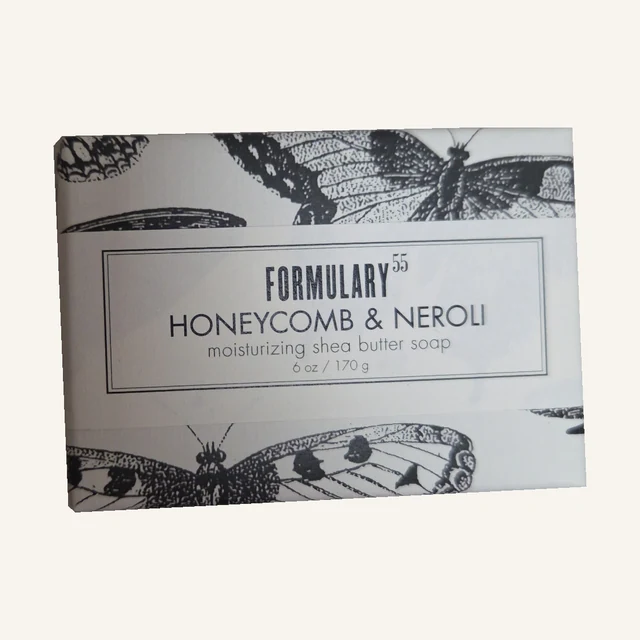 Honeycomb & Neroli Shea Butter Soap — Formulary 55 in its original retail packaging