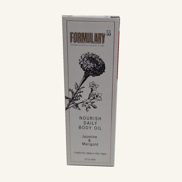 Jasmine & Marigold Daily Body Oil — Formulary 55 in its original retail packaging