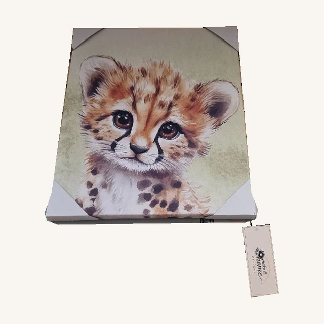 Jungle Friends 2 artwork with its actual protective corner pieces and gallery tag
