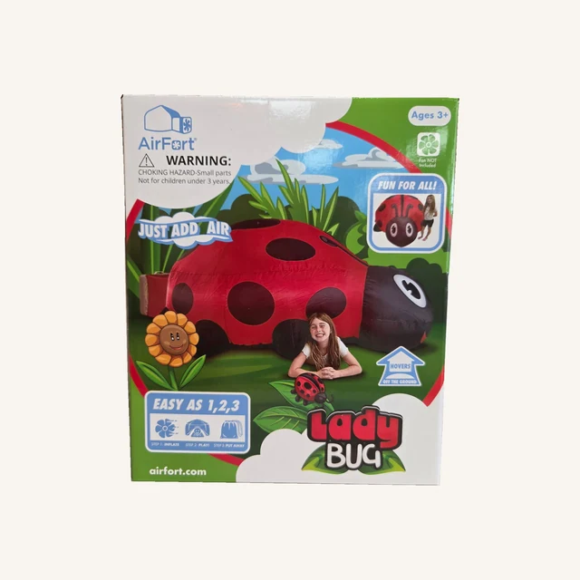 Complete retail box of the Ladybug AirFort Play Fort with its original design and printing.