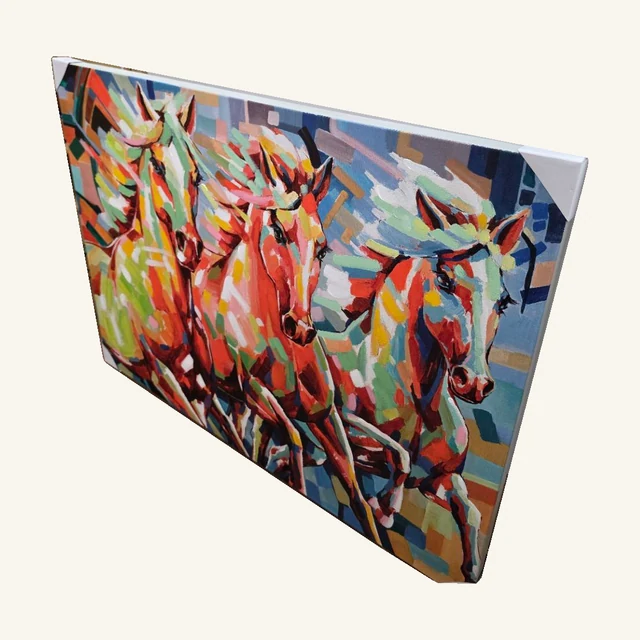 Multicolored Running Horses Canvas Wall Art. Bold blocks of color give these running horses an energetic, contemporary presence.