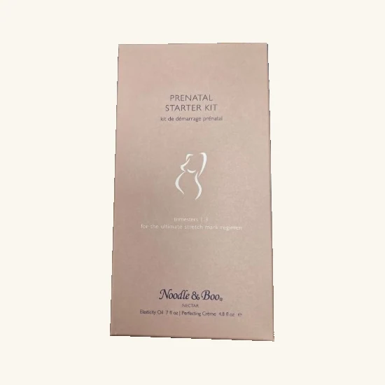 Complete blush Noodle & Boo Prenatal Starter Kit retail box with original silhouette and printed lettering