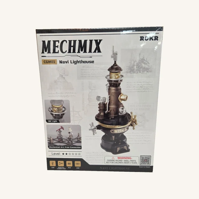 Complete retail box of the Navi Lighthouse — 60-Piece Model Kit, with its original printed artwork and model details.
