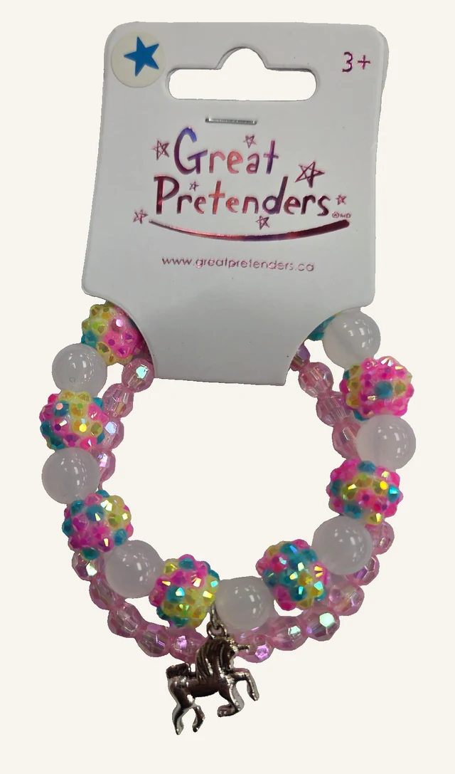 Actual Sparkle Pony two-bracelet card with colorful sparkling bobbles and pony charm