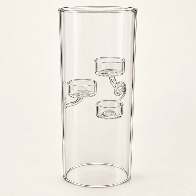 Three-Cup Glass Tealight Hurricane — 11 Inch