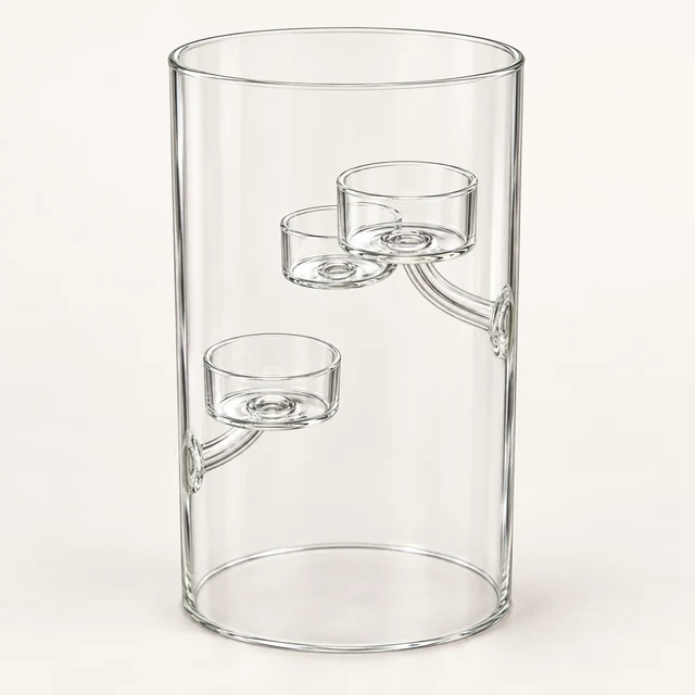 Three-Cup Glass Tealight Hurricane — 8.2 Inch