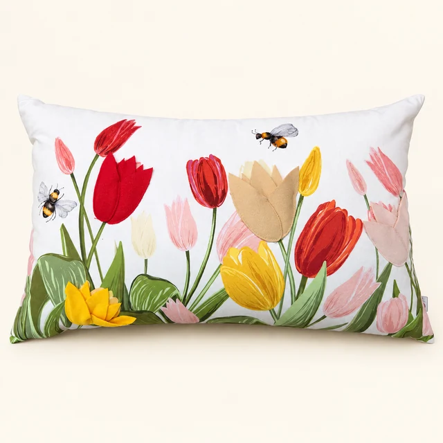 Tulip Appliqué Filled Pillow