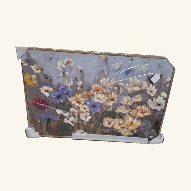 Untethered Garden. Loose garden blooms and softly layered color bring a relaxed floral mood to the wall.