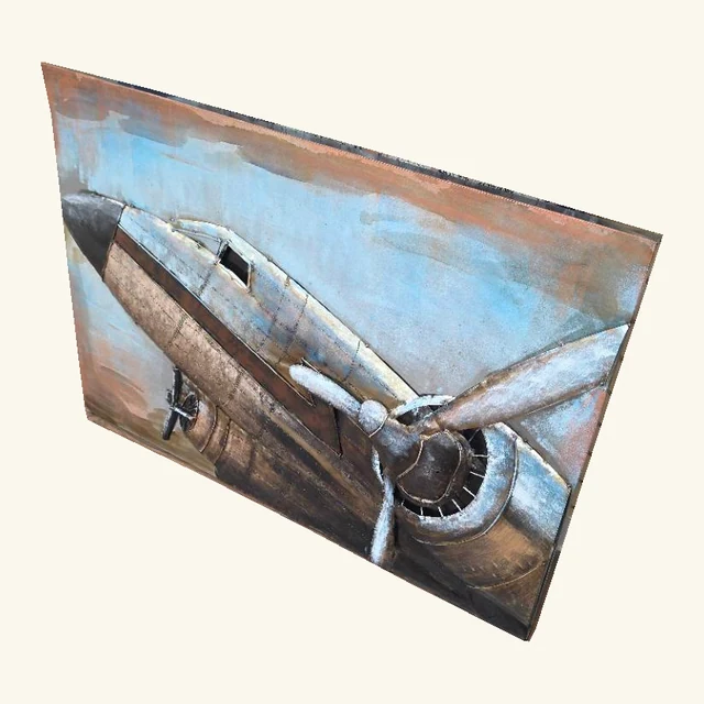 Vintage DC-3 cargo plane dimensional metal wall art