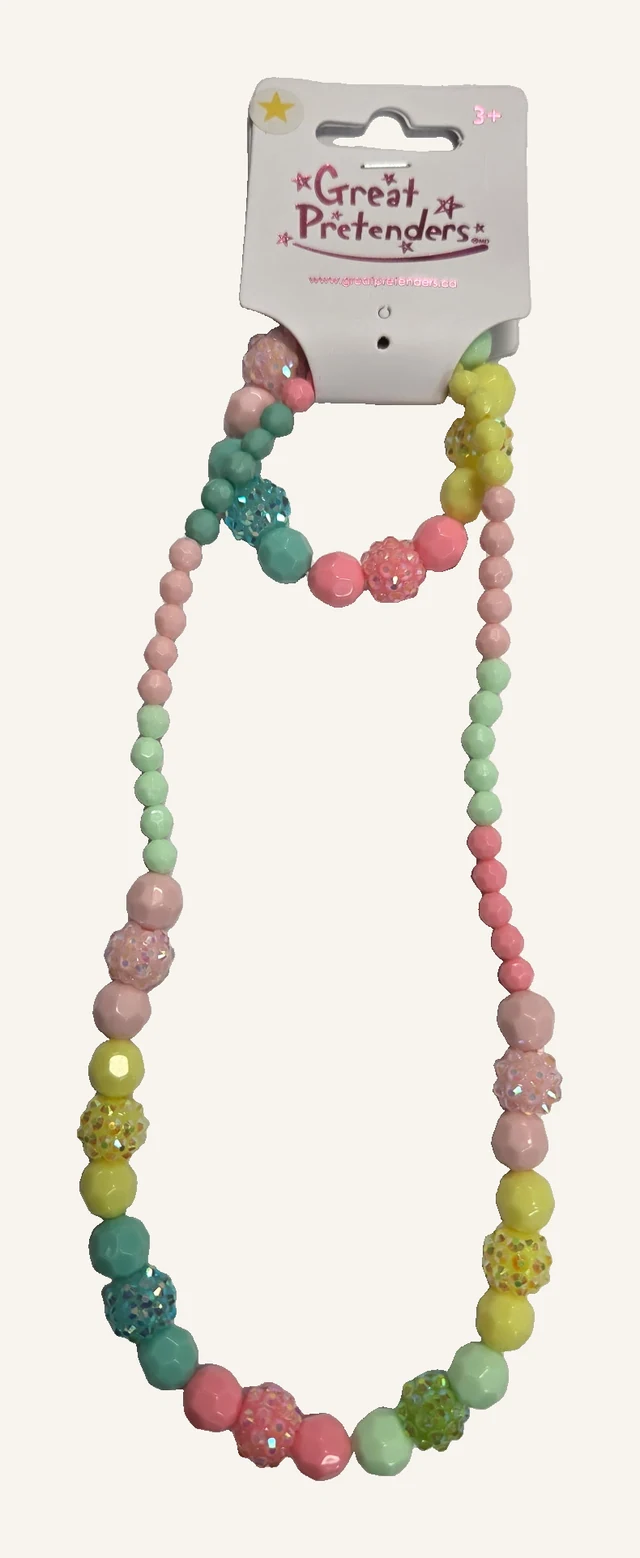 Actual Vividly Vibrant necklace and bracelet in pink, mint, yellow and turquoise