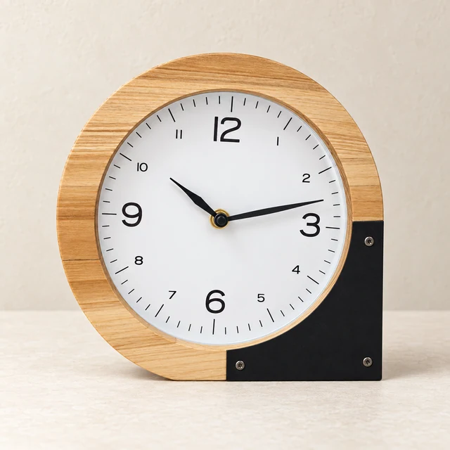 Wood & Metal Table Clock